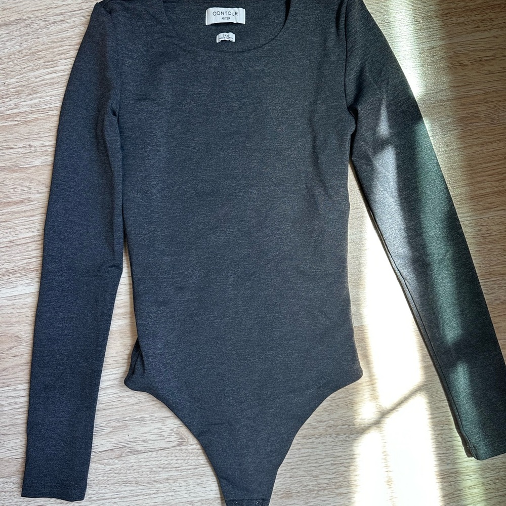 Aritzia Gray Bodysuit One Piece with Scoop Neckline